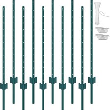 VEVOR 4 Feet Fence Post 10 Pack U-Channel Heavy Duty Metal Fence Posts Green
