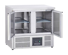 SMALL 2 DOOR STAINLESS STEEL GASTRONORM PREPERATION COUNTER FRIDGE FREE DELIVERY