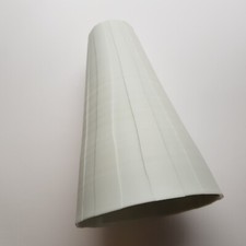 Contemporary studio pottery art porcelain vase 19cm etched design ceramic white