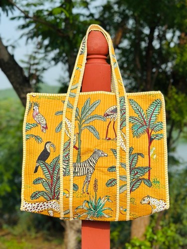 Yellow safari print quilted - yellow,