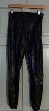 Women's -Spanx- Black Faux Leather Shiny Wet Look Leggings/Jeggings Size Small-S