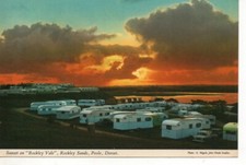 Vintage Original Postcard, Sunset On 'Rockley Vale', Rockley Sands Poole, Dorset