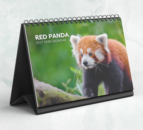 Red panda desk calendar - red,