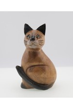Wooden Cat Figurine Hand