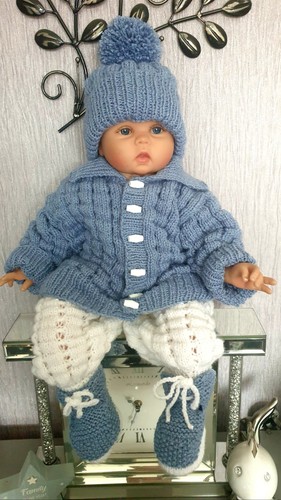 Hand knitted baby outfit doll - outfit, (doll