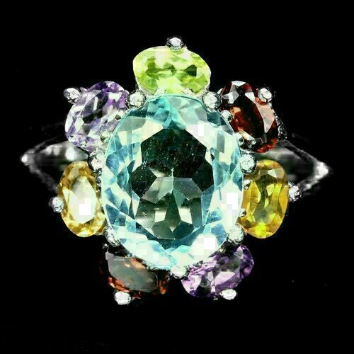 Silver ring topaz - and, mixed