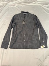NEW Van Heusen Men's Never Tuck Long Sleeve Blue/Gray Dress Shirt Size 15-15.5