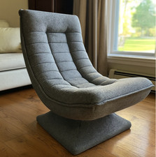 Folding Floor Chair Relax Fabric Grey Recliner Armchair Gaming Swivel Sofa Seat