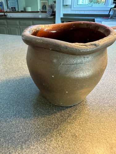 Antique redware storage crock - storage,
