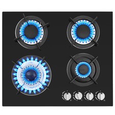 60cm Gas Hob 4 Burners Black