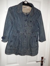 Zara denim coat/top with 3/4 sleeves peplum flared waist detail  in size M