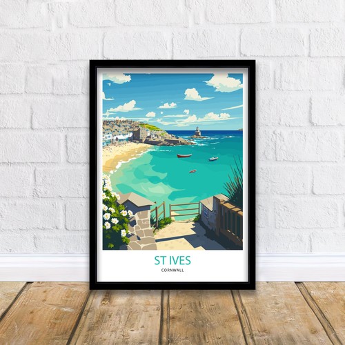 Ives cornwall travel poster - cornwall,