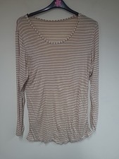 Sku 174 Marks And Spencer Heatgen Beige Stripe Top Size 14 Long Sleeve