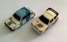 Tomy Aurora AFX Daredevil Rally Slot Car X2 Cars Peugeot 205 Gti & VW Golf Gti 