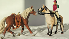 Schleich mustang stallion and mare with rider
