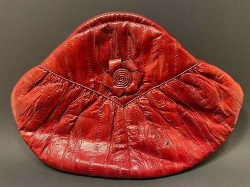 Vintage eel purse - purse, burgandy