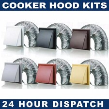 Cooker Hood Duct Cowled Vent Kit Fan Extractor Tumble 100mm 125mm 150mm 4" 5" 6"