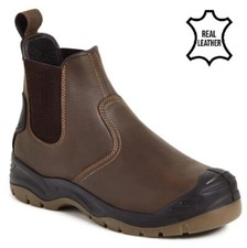MENS LEATHER WATERPROOF DEALER CHELSEA SAFETY WORK SHOE STEEL TOE CAP BOOTS SIZE