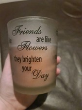 Friends are like flowers Glass Gift pink slogan candle present