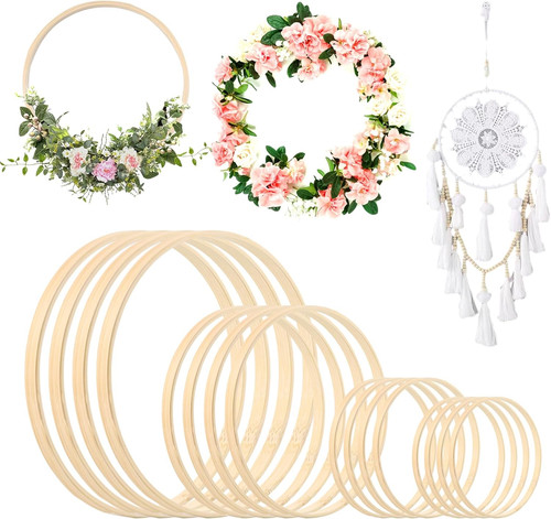 16pcs bamboo wooden wreath - bamboo,