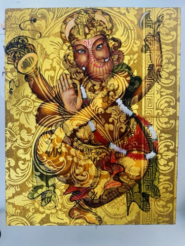 Ganesha hand painted canvas - ganesha,