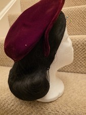 Original 1940s Berry Plum Burgundy Halo Style Half Hat