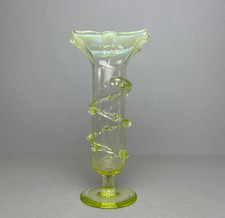 John Walsh Walsh opalescent and Vaseline Glass Trumpet Vase with a floral motif
