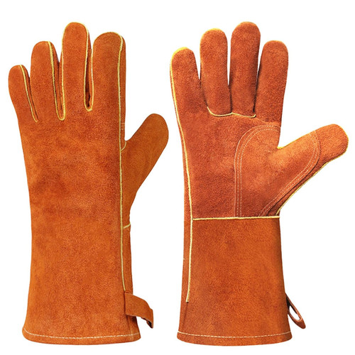 Leather bbq gloves 14 in - ,