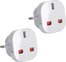 EU Travel Adapter Plug - 2 Pack | UK to Euro Europe Adaptor 2 pin Plugs European