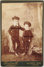 CABINET CARD BOYS MATCHING VELVET SUIT SCOTTISH HAT FORDSMITH LEEDS PHOTO