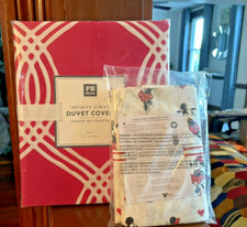 Pottery Barn Mickey Minnie Mouse holiday Disney Pink Duvet pillowcase bed SET 2
