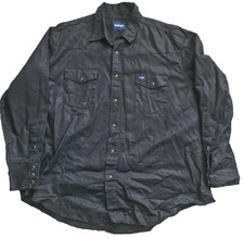 Wrangler Work Shirt Brushpopper 2XL  Black Stiff Fabric Vintage   LOOSE FITTING