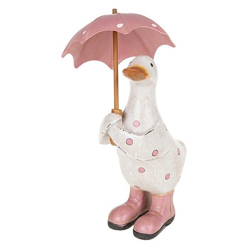 Pink duck with spotty umbrella - pink,