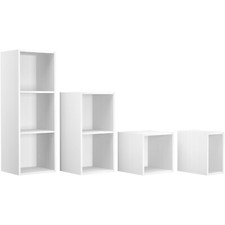 Vinyl LP Music Record Storage Box Cube 12" Cabinet Case Unit Rack Display White