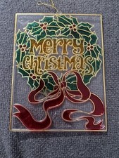 Vintage Plastic Suncatcher Stained Glass Style Christmas Decoration