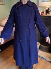 VINTAGE Size 16 Long BRITISH AIRWAYS 1970s Heavy Coat Ladies Navy Red