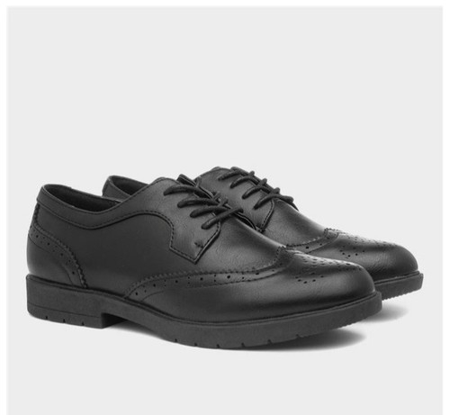 Womens black school brogue - black,
