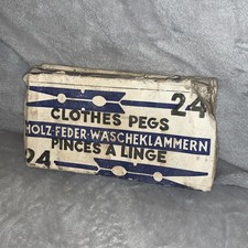 Vintage 1960s Wooden Washing Line Clothes Pegs. 24 USSR  Original Packaging 