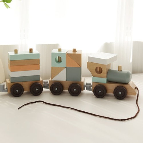 Wooden montessori train - wooden,