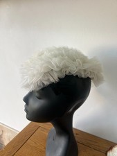 Vintage Hat 1950s cream  mesh