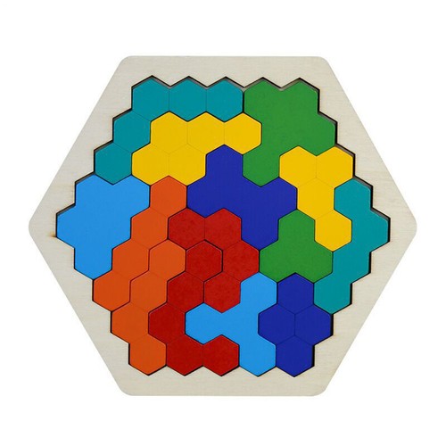 Hexagon tangram wooden puzzle - tangram,