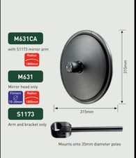 Mirror 315mm Dia with arm to fit 35mm tube pole for Bus Coach Machine