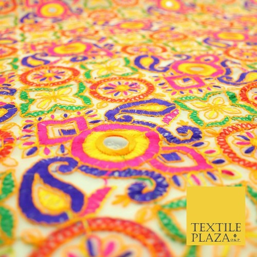 Ivory phulkari georgette - ivory,