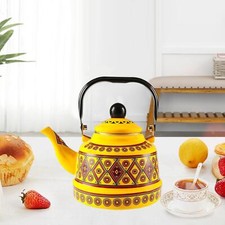 Large 2.5L Enamel Tea Kettle Teapot Tableware No Whistling Glazed Easy Clean