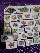 Victorian Scrap Set 28x Flowers Mix Size.France 1850-1899.From Scrapbook.