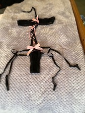 lacey new black /pink body,with suspenders,thong.