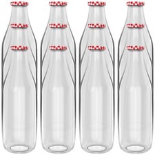 HEFTMAN Glass Milk Bottles Gingham Lid Airtight Chalk Label 1 Litre Set of 12