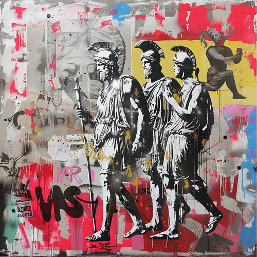 Greek warrior street art - greek,