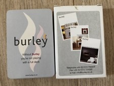 Deck of wide size Playing Cards advertising Burley Fires