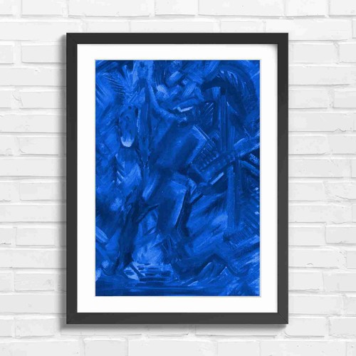 Bold abstract hunter with dog - abstract,